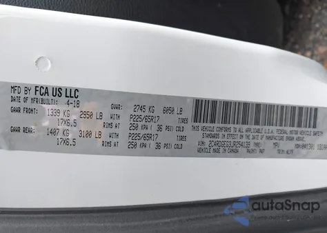 2018 Dodge Grand Caravan Gt z USA, uszkodzony, nr VIN 2C4RDGEG3JR254139